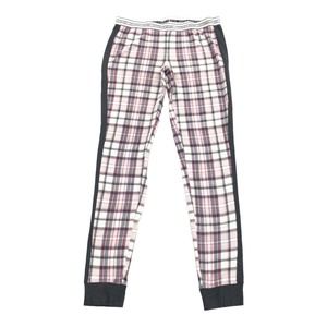 Victoria's Secret Elastic Waist Plaid Pajama Pants Size Small Womens White Pink